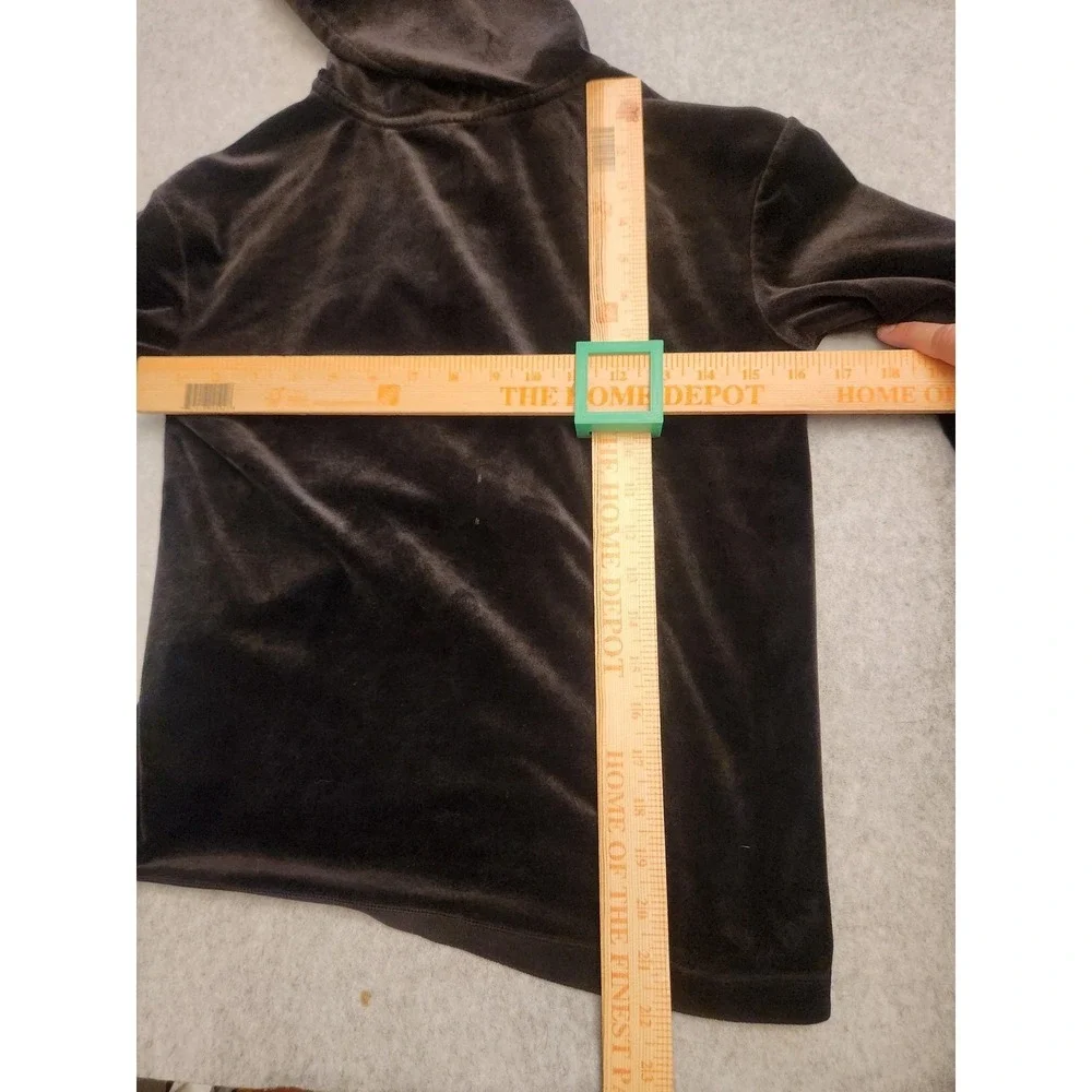 Justice Hoodie Girls Size 10 Black Velour Pullover Kangaroo Pocket Logo‎ Youth